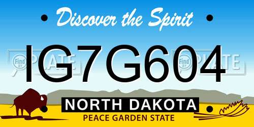 IG7G604 North Dakota License Plate