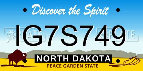 IG7S749 North Dakota License Plate