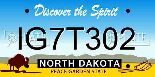 IG7T302 North Dakota License Plate