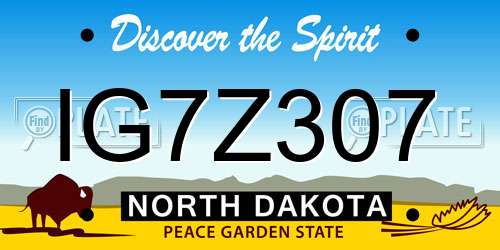 IG7Z307 North Dakota License Plate