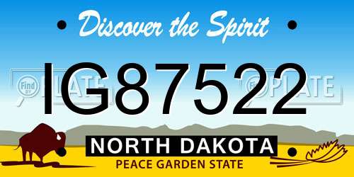 IG87522 North Dakota License Plate