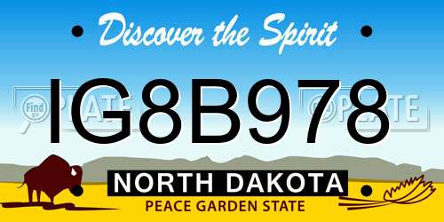 IG8B978 North Dakota License Plate