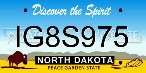 IG8S975 North Dakota License Plate