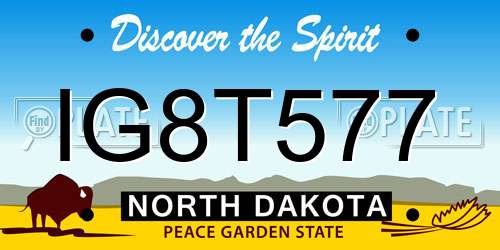 IG8T577 North Dakota License Plate