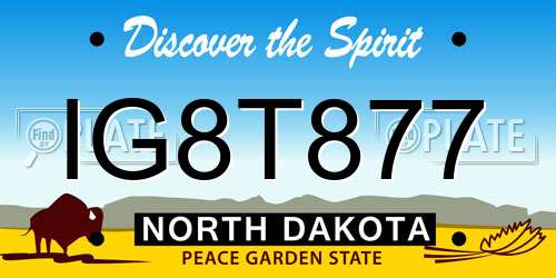 IG8T877 North Dakota License Plate