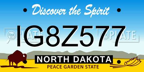 IG8Z577 North Dakota License Plate