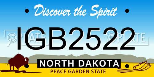 IGB2522 North Dakota License Plate