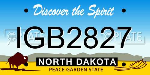 IGB2827 North Dakota License Plate