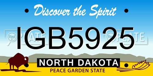 IGB5925 North Dakota License Plate