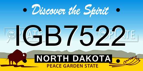 IGB7522 North Dakota License Plate