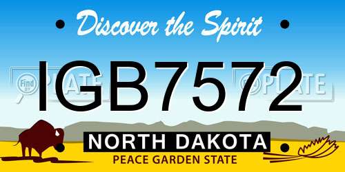 IGB7572 North Dakota License Plate