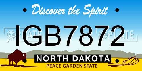 IGB7872 North Dakota License Plate