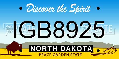 IGB8925 North Dakota License Plate
