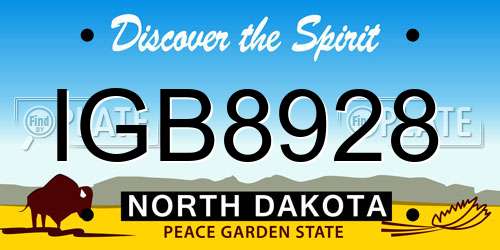 IGB8928 North Dakota License Plate