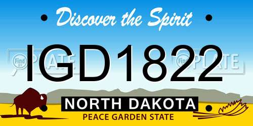 IGD1822 North Dakota License Plate