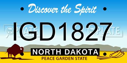 IGD1827 North Dakota License Plate