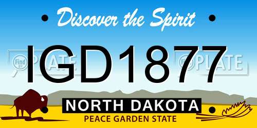 IGD1877 North Dakota License Plate