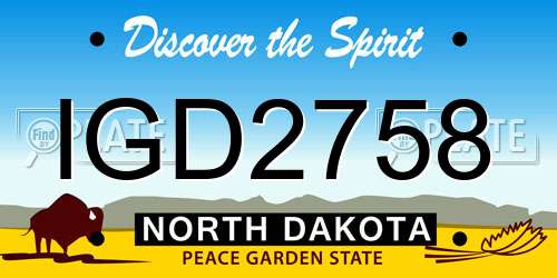 IGD2758 North Dakota License Plate