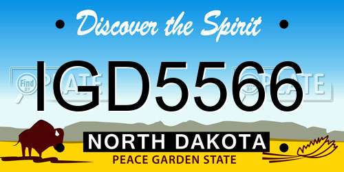 IGD5566 North Dakota License Plate
