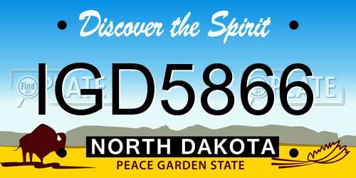 IGD5866 North Dakota License Plate