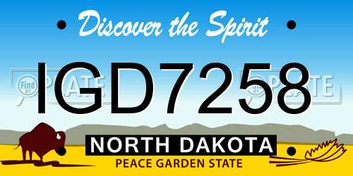 IGD7258 North Dakota License Plate