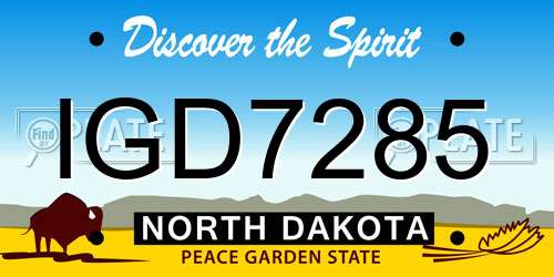 IGD7285 North Dakota License Plate