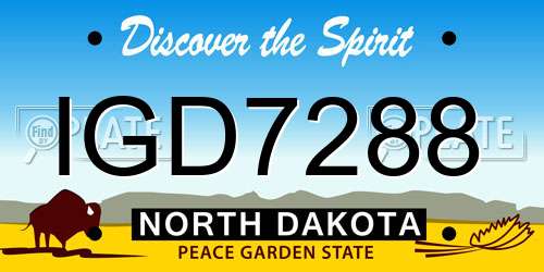 IGD7288 North Dakota License Plate