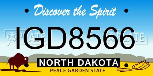 IGD8566 North Dakota License Plate