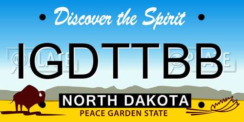 IGDTTBB North Dakota License Plate