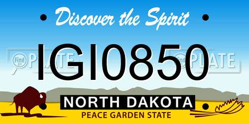 IGI0850 North Dakota License Plate