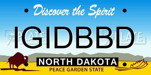 IGIDBBD North Dakota License Plate