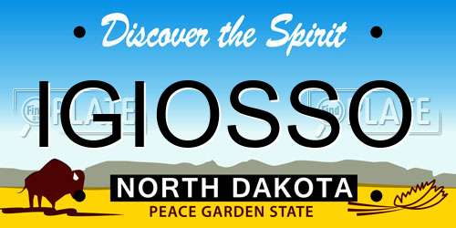 IGIOSSO North Dakota License Plate