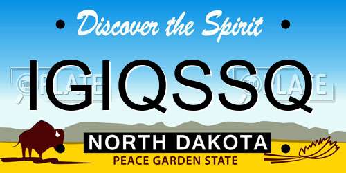 IGIQSSQ North Dakota License Plate