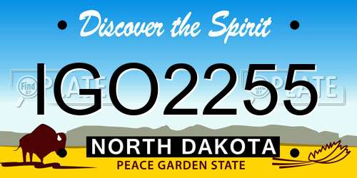 IGO2255 North Dakota License Plate