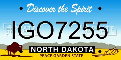 IGO7255 North Dakota License Plate