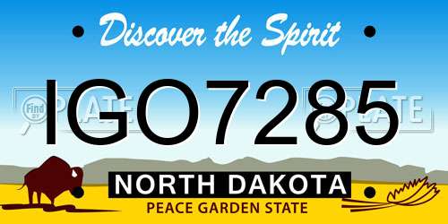 IGO7285 North Dakota License Plate