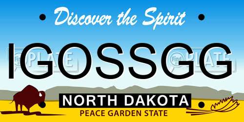 IGOSSGG North Dakota License Plate