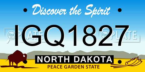 IGQ1827 North Dakota License Plate