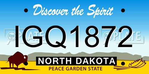 IGQ1872 North Dakota License Plate