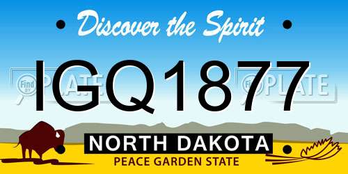 IGQ1877 North Dakota License Plate