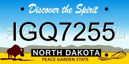 IGQ7255 North Dakota License Plate