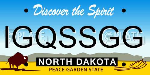 IGQSSGG North Dakota License Plate