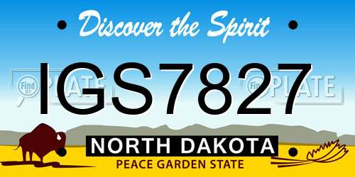 IGS7827 North Dakota License Plate