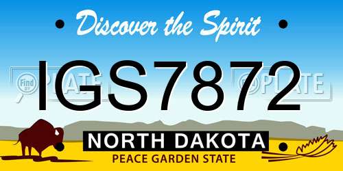 IGS7872 North Dakota License Plate