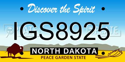 IGS8925 North Dakota License Plate