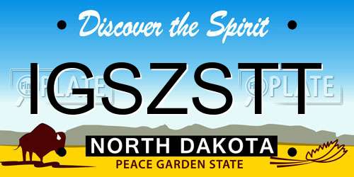 IGSZSTT North Dakota License Plate