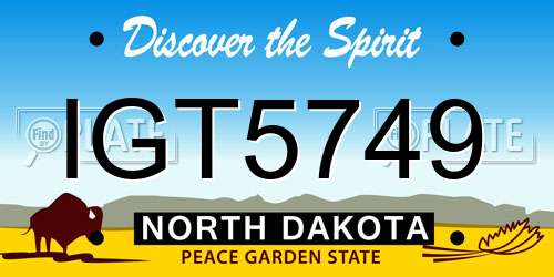 IGT5749 North Dakota License Plate
