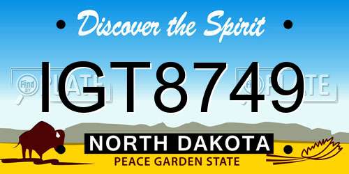 IGT8749 North Dakota License Plate