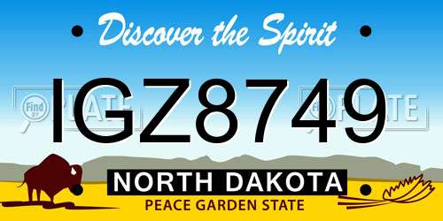 IGZ8749 North Dakota License Plate