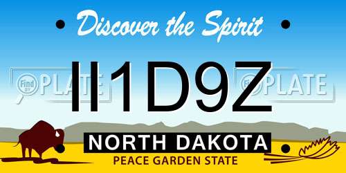 II1D9Z North Dakota License Plate